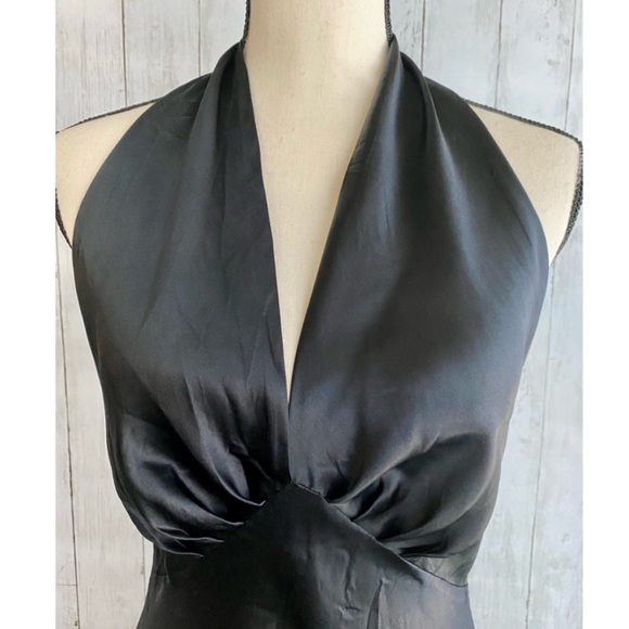 Vintage 90’s 100% Silk Dress Black Slip Dress Backless Maxi Dress - Picture 2 of 14